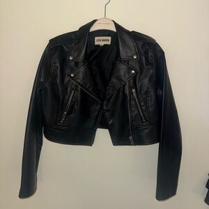 Steve Madden Cropped Black Leather Jacket